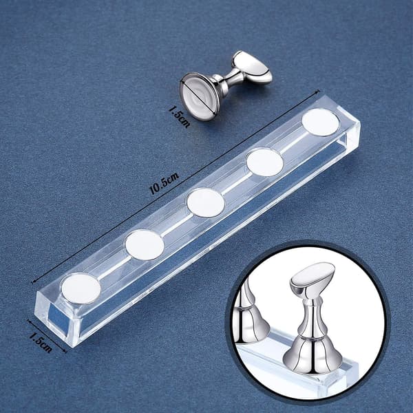 Magnetisk akryl nageldisplay stativ nagelhållare Silver