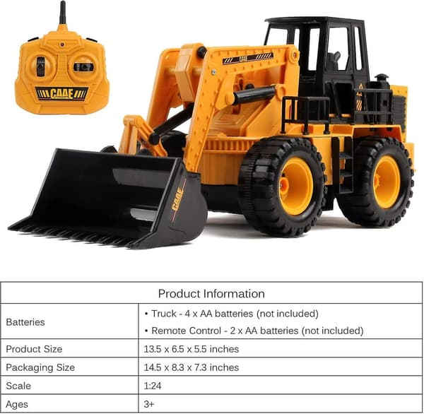 Fjärrstyrd bulldozer 13,5\" Full Function 1:24, 2,4 GHz Byggfordonsleksak