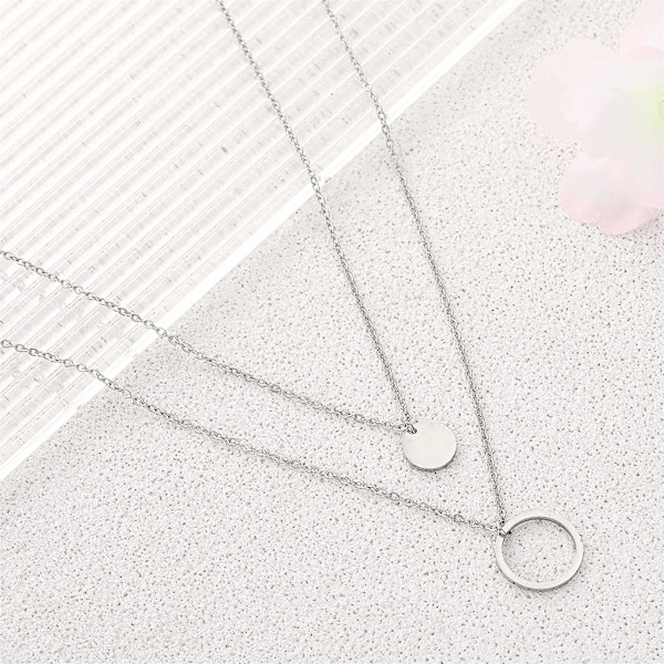 Dam Acsergery flerskiktad kedja silver/roséguld/guld kedja flerskiktad kedja halsband med rund
