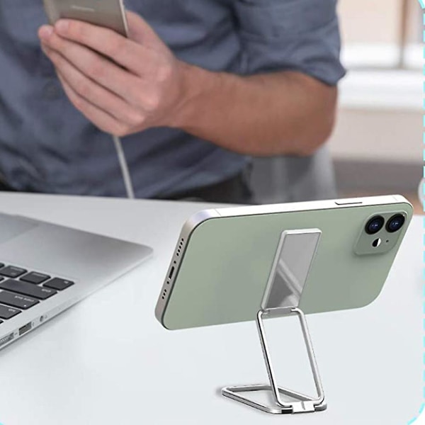 Telefonhållare, Vikbar Telefon Finger Hållare Stativ Handtag, Kompatibel med Iphone Android - Silver Silver