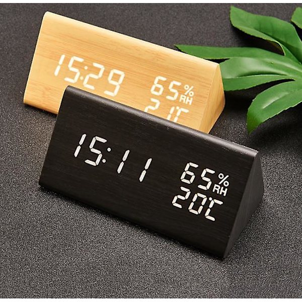 Digital väckarklocka, Elektroniska LED-klockor i trä Black