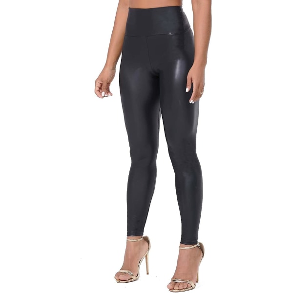 Kvinnors Leggings i Konstläder - Rumppush Up Shaping Pants Wet Look Stylish