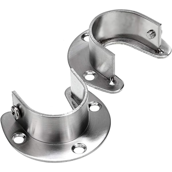 6 pakker skabsstang endestøtter 1-1/4\" diameter, U-formede rustfri stål skabsstang sokler flange stangholder, vægmonteret rørholder med skruer
