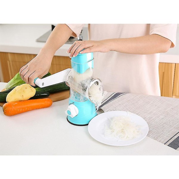3-i-1 Multifunktionell Grönsaksskärare Handvev Slicer Lök Cutter Chopper Köksredskap Blue