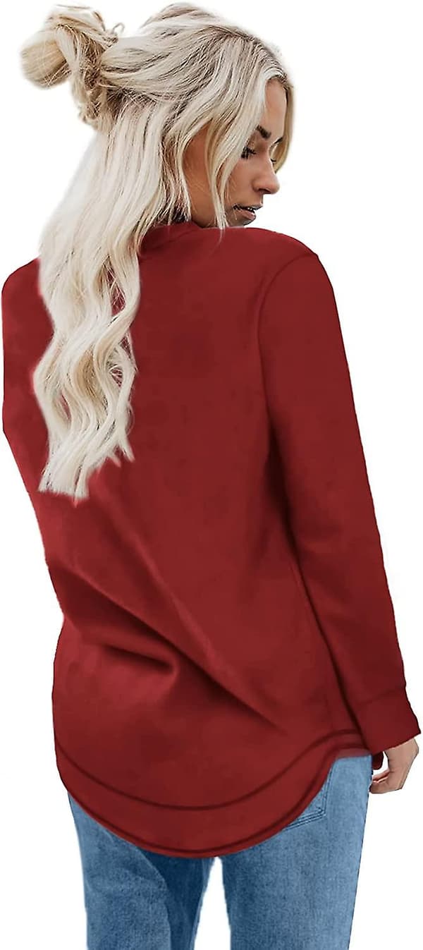 Damtröja Dam Sweatshirts Böjd Fåll Långärmade Toppar Ledig Lös