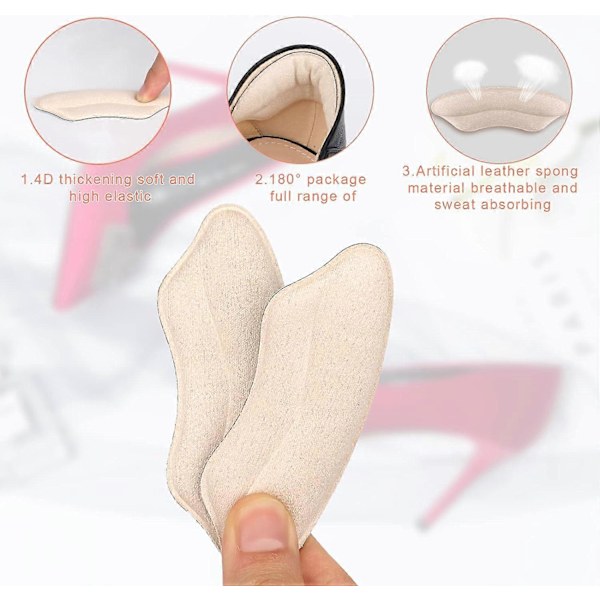 6 Par Hälgrepp för Lösa Skor Hälkuddar Pads Självhäftande Hälkuddar för Högklackade Skor Lösa Skor Sneakers Kvinnor Män A