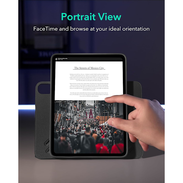 iPad Air 11 tuuman M2 -kotelo, iPad Air 6/5/4 (2024/2022/2020), irrotettava magneettikansi, jalusta pysty-/vaakasuunnassa korotetulla näytöllä Black Pro 13 inch