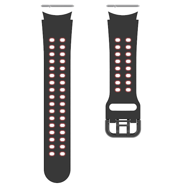 20mm silikoninen ranneke Samsung Galaxy Watch 5 40mm/44mm/5 Pro 45mm -kelloon kaksoisreikäsoljella Black    Red