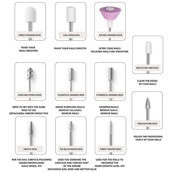 Elektrisk nagelborrmaskin - USB-professionell bärbar elektrisk nagelslipningsmaskin för hushåll Silver