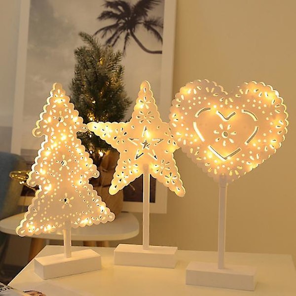 LED Stjerne Rattan Hul Form Bordlampe Juledekoration size2