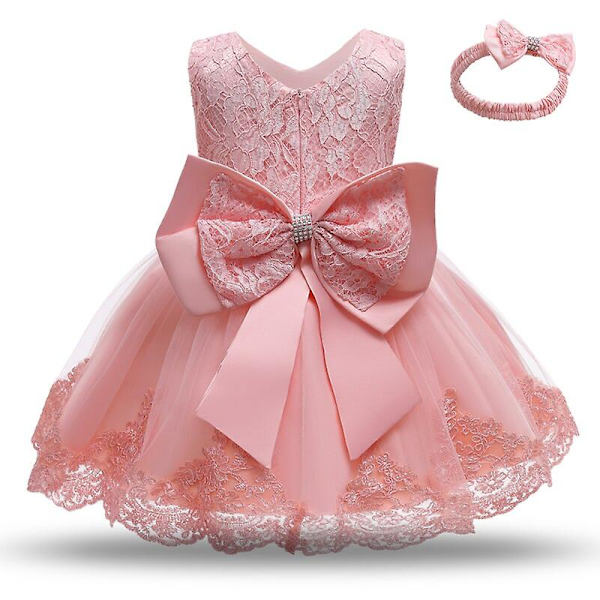 Små pige-babyer blondekjole børn blomst elegant bryllup prinsesse fest tutu kjole børn fødselsdag dåb formel tøj Qf 4t