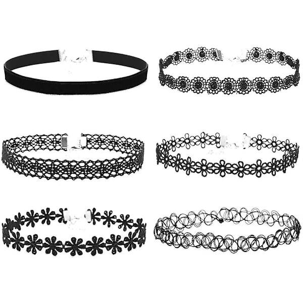 Choker Halskæde Sæt Mode Stretch Fløjl Gotisk Tattoo Stretch Halskæde