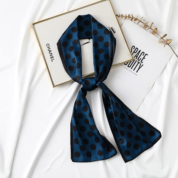 Dam Silke Scarf Vintage Brev Tryck Silke Scarf Turban Ponytail Liten Silke Olaof Scarf Blue B