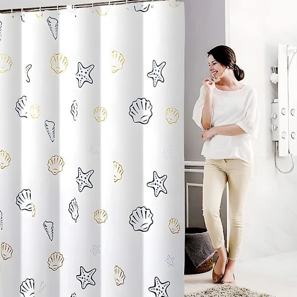 Suihkuverho 80x180cm Merimaailma-kuvio Painotettu helma Homeenkestävä Vedenpitävä Pestävä Polyesteri Suihkuverho Renkailla ja 8 Suihkuverhon Ripustinta