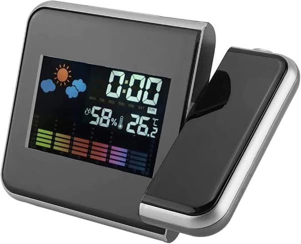 Projektionsväckarklocka, LED Väderprojektor, Projektionsfunktion USB-laddare LED för Sovrum Inomhus Hem Utomhus