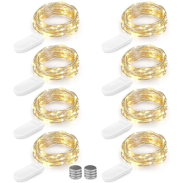 [förpackningar om 8] ljusslingor. 2m 20leds flerfärgade lampor silvertråd med led