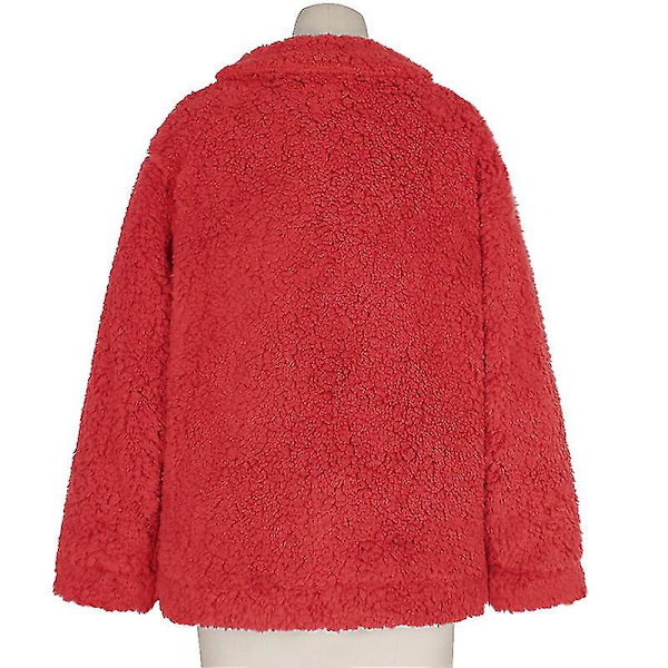 Dame Bjørn Fleece Jakke Frakke Lynlås Overtøj Red M