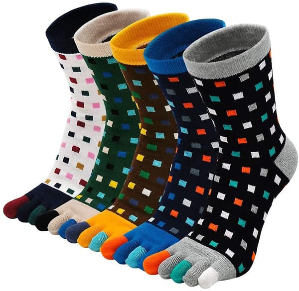 Mäns tåsstrumpor Crew Running Five Finger Socks Bomull
