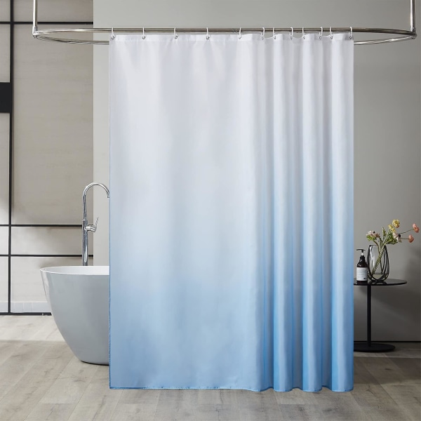 Möggsäker duschdraperi Maskintvättbart tyg Små duschdraperier för husbil Vattentät polyester duschkabin med 6 krokar 180x200cm Marinblå