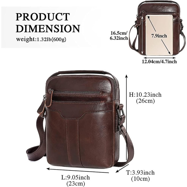 Herr Läder Axelväska Resa Crossbody Casual Vintage Väska Slungväska  Acsergery Present