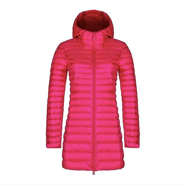 Höst och vinter ny mode dunjacka kvinnlig tunn sektion lång sektion huva koreansk version av den smala stora storleken enkel jacka Navy Blue L