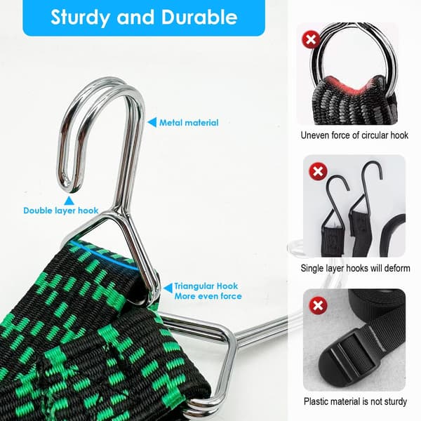 Bungee Cords Stropper med Kroge - 2m 4 Pak Justerbar Elastisk Bungee Cord Kraftig Bungee Stropper