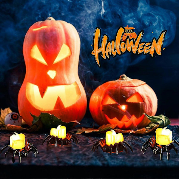 Halloween Hämähäkki Kynttilänjalat 6/12kpl Hämähäkki Tuikkukynttilänjalka Luova Halloween Tuikkukynttilänjalka Kynttilälampun Pidike Juhlakoristeluun ( 6pcs