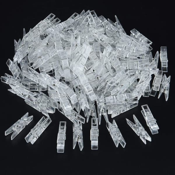 100 st Mini Transparenta Plastklämmor Klämmor (klara)