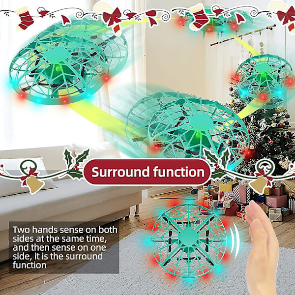 Käsikäyttöinen drone, lentävät lelut 360 asteen pyörähdyksellä ja ympäristötoiminnolla, mini-UFO-dronet lapsille, drone-lelut 10-vuotiaille pojille
