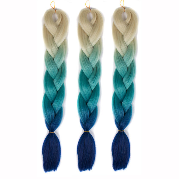3 nippua valmiiksi venytettyjä punontahiuksia, jumbo-virkkuukoukkuletit, 60 cm pitkät värikkäät letit, box braids -virkkuukoukkuletit C