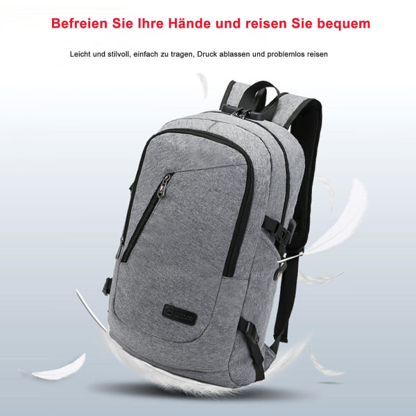 Ny Arrive Travel Laptop Ryggsäck, Business Anti Theft Slim Slitstark Laptop Ryggsäck Med USB laddningsport grey