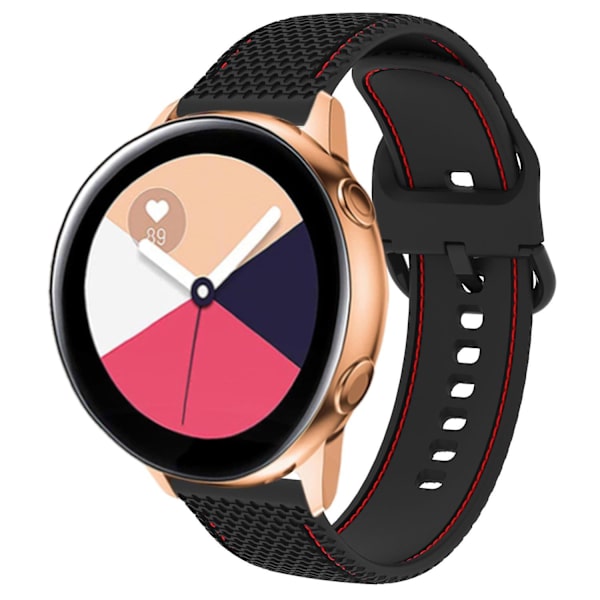 Silikoninen kellon ranneke tikkauksella Samsung Galaxy Watch 5 40mm/44mm/ Watch 5 Pro 45mm -kelloon Black Red Line