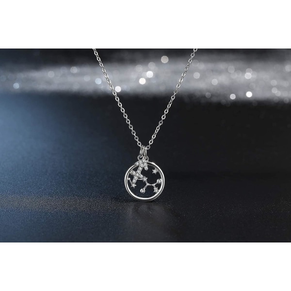 Horoskop Anheng Zodiak Halskjede - 925 Sterling Sølv Cz Astrologi Halskjede