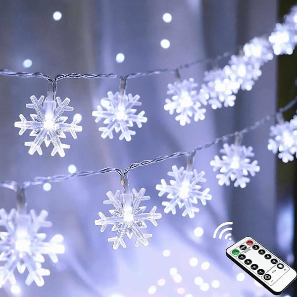 Halloween-valot, 4,8 m 30 LED vedenpitävät 3D kurpitsa-lepakko-kummitus paristokäyttöiset valosarjat ajastimella - 8 valaistustilaa söpö keijuvalo ikkunaan Snowflake Cool White