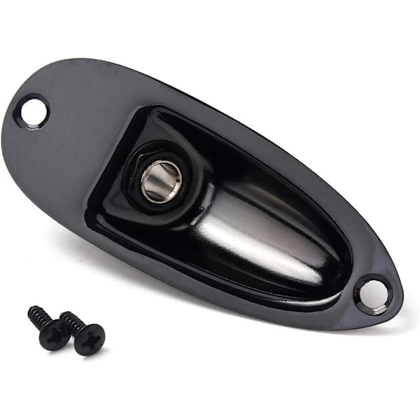 Båd Input Output Jack Plate Socket med Skruer til Fender Strat Guitar Sort