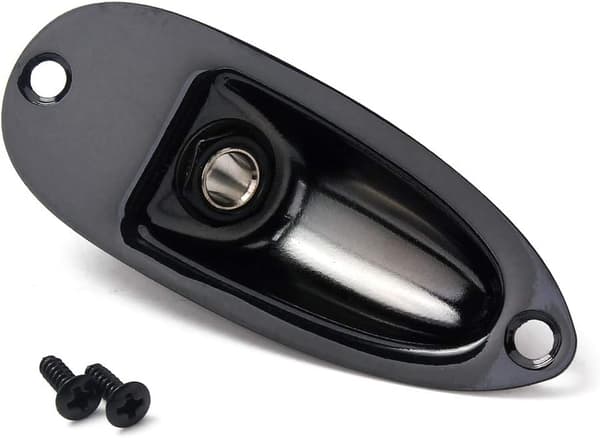 Båt Input Output Jack Plate Socket med Skruer for Fender Strat Gitar Svart