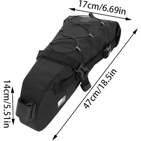 Cykel Sædetaske Landevejscykel Sædepakke 11L Under Sæde Cykel Bagtasker med Reflekterende Striber til Mountainbike Landevejscykler Sort