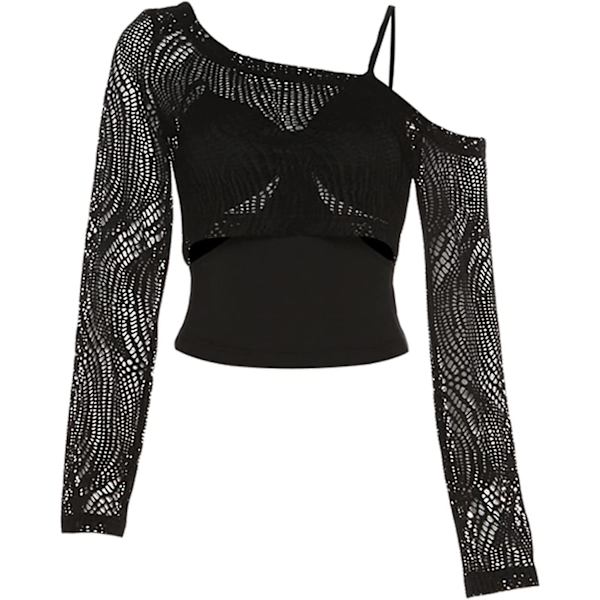Dame Hul Ud Hæklet Strik Trøje Crop Tops Langærmet Trøje Cropped Style 6 M