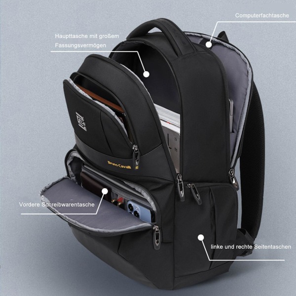 15.6-tommers Laptop Ryggsekk For Menn Og Kvinner, Laptop Ryggsekker, Unisex College Ryggsekker Med Laptoprom Black