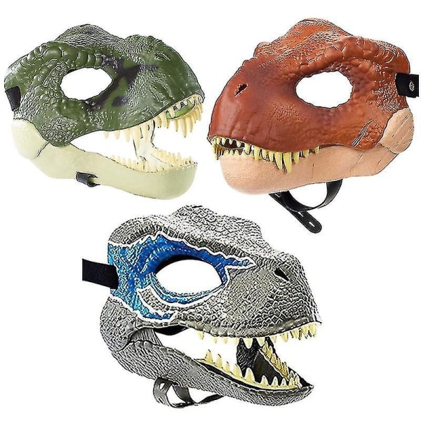 Blodig djurmask Skrämmande Tyrannosaurus Rex Dinosauriemask Snake Mun Halloween Latex Godzilla Head Cover Blue
