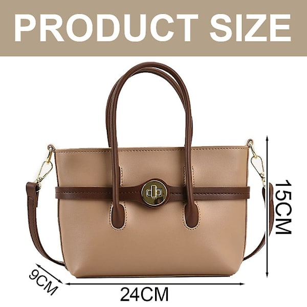 Ny Mote Skulderveske PU Lær Tote Bag Clutch Skulderveske khaki