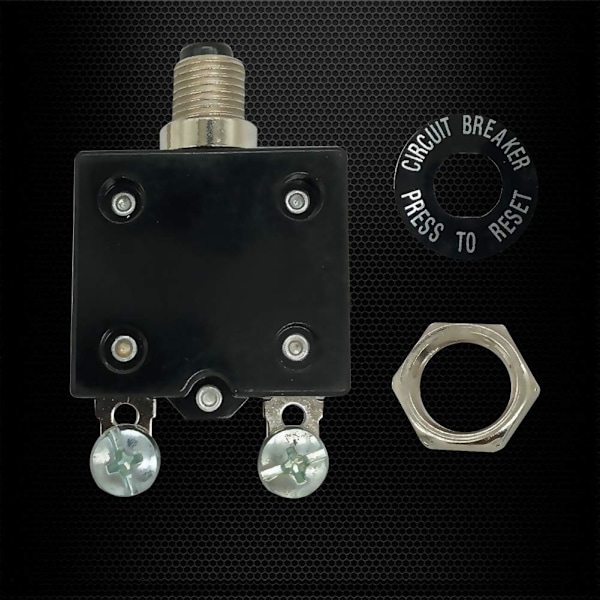 12V/24V DC tryckknapp termisk kretsbrytare, 125/250V AC 50/60Hz tryckåterställningskretsbrytare med snabbanslutningsterminaler (30A, 4 st)
