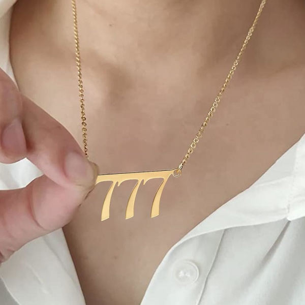 Gyllene ängelnummerhalsband. Gammalt engelskt nummerhalsband 777