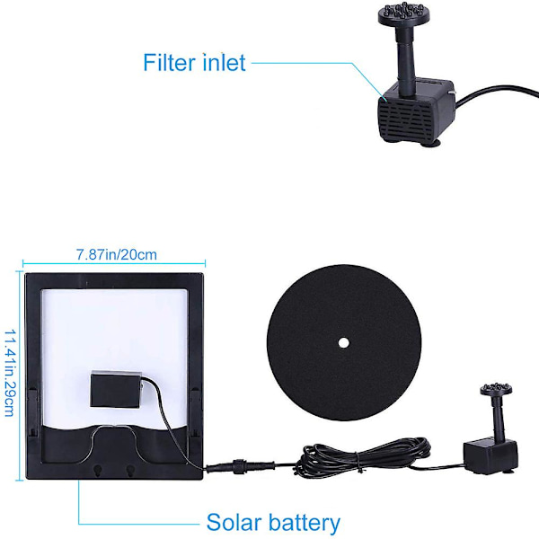 6.0W Solar Fontæne Vandpumpe - 500Lph Solcelledrevet Fuglebad Pool Vandingspumpe Med 6 Dyser Til Have, Dam, Pool
