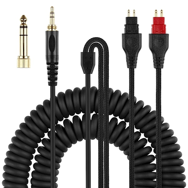 Spiral Hovedtelefonkabel med 3,5MM og 6,5MM Stik, Udskiftnings Spiral Stereo Lydkabel til HD25/560/540/480/430/250 Hovedtelefoner