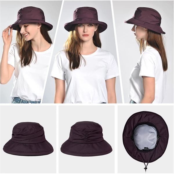 Vandtætte Yetsye Bucket Hats til Kvinder Regnhat UV Beskyttelse Solhat Udendørs Hatte Red