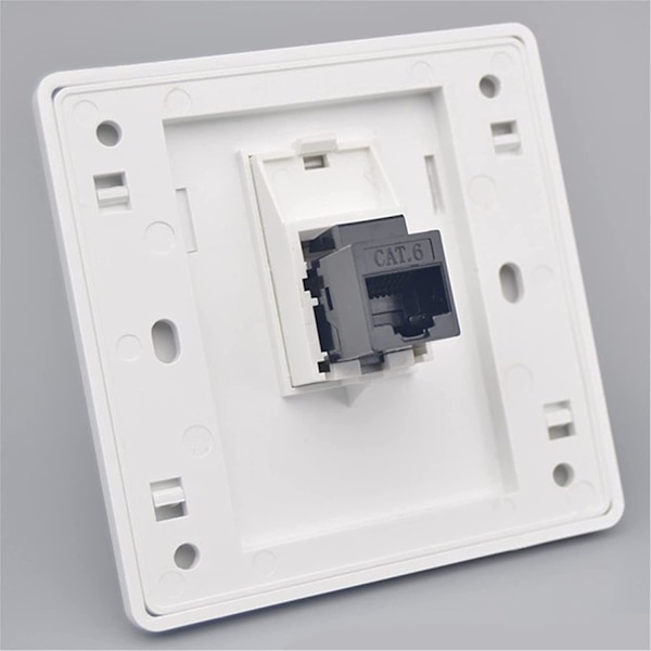 Hon till Hon Cat6 Gigabit Dubbel Pass Nätverksvägguttag Rj45 Lan Internet Frontplatta Rak Ström, 86x86mm(lanx1)