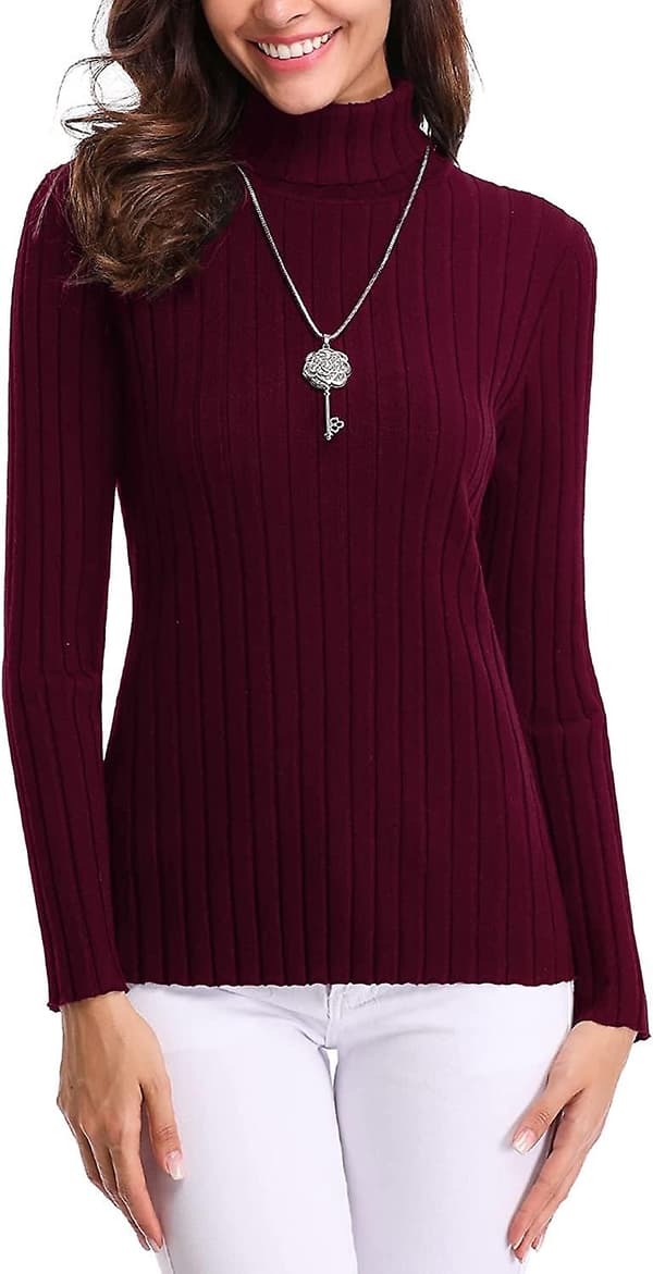 Strikkede gensere Dame Pullover Genser Damer Langermet Rullekrave Genser