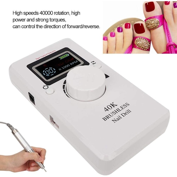 Carnival Nagelfräsmaskin, Elektrisk Nagelfräsmaskin, 40000RPM Nagelfräsmaskin för Slipning och Polering, Elektriskt Nagelfräsmaskinsverktyg, Manikyrverktyg