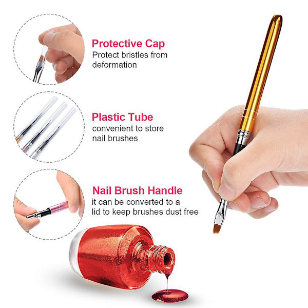 Neglekunst Pensler Akryl Negle Pensler Uv Gel Maling Pensel Liner Pensler